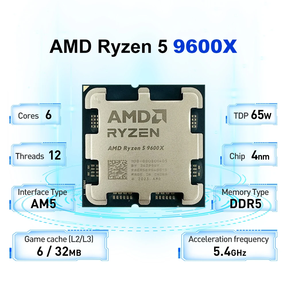AMD Ryzen 5 9600X L3 = 32M 5,4 - Amd Cpu Ryzen 7 reseña y precio